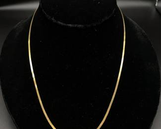 Slim Herringbone Chain Necklace in 14k Yellow Gold