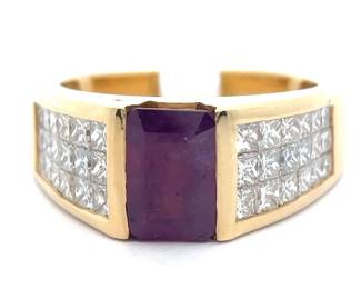 NEW! 2.97 Carat Natural Kashmir Sapphire (GIA) & Natural Diamond Ring in 18k Yellow Gold