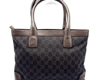 Gucci Brown GG Monogram Canvas and Leather Trim Tote Bag; Pre-Owned