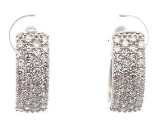 NEW! 1 Carat Diamond Pavé Multi-Row Oblong Hoop Earrings