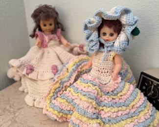 Dolls in crochet outfits