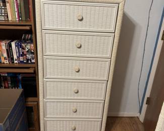 White Wicker Front 6 Drawer Dresser