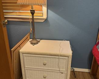White Wicker Front Nightstand