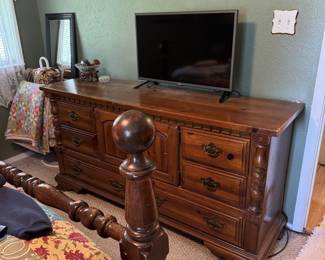 Vintage Dresser and Small Flat Screen TV