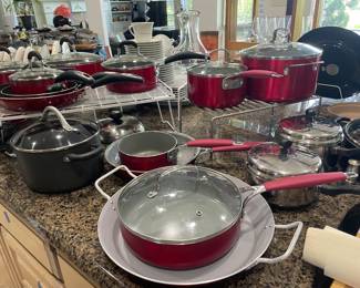 Complete set of red nonstick cookware by Oneida and Home Kitchen