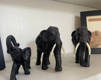 Wood Carved Elephant sculptures