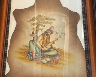 Vintage middle Eastern Islamic Persian Khatam painting inlaid