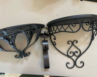 Black iron wall art sconces