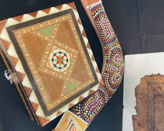 Hand Made Australian Wiradjuri Tribe Boomerang, Inlaid Jewelry trinket box