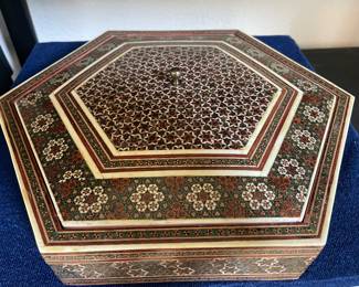 Persian Hexagonal Wooden Inlay Box