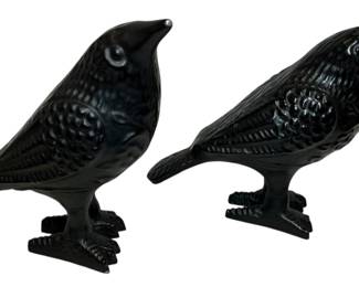 Pair of Black Crow Figurines