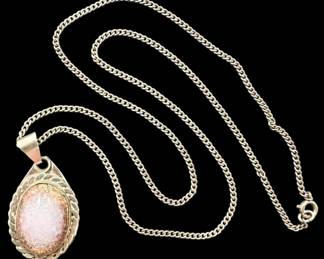 Silver Opalescent Pendant Necklace