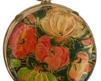 Enameled Pocket Watch Style Pillbox