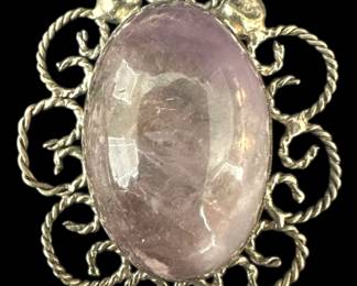 Silver and Polished Stone Pendant