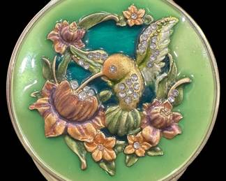 Green Enamel Hummingbird Compact
