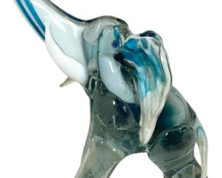 Blue Art Glass Elephant Figurine
