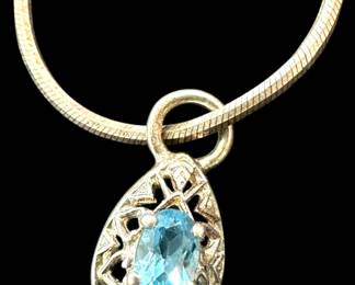 Sterling Silver Blue Stone Necklace