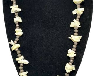 Mother of Pearl Wood Bead Necklace