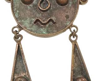 Large Copper Tribal Face Pendant