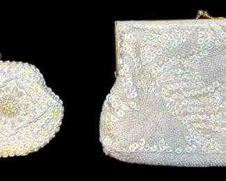 White Sequin Clutch and Coin Purse