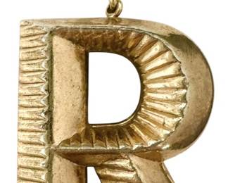 Gold Tone R Shaped Pendant