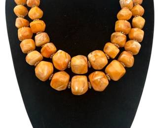 Coro Orange Beaded Necklace