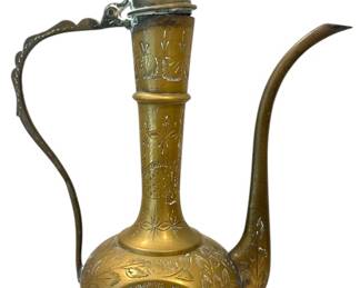 Etched Brass Indian Teapot