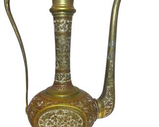 Etched Brass Indian Teapot