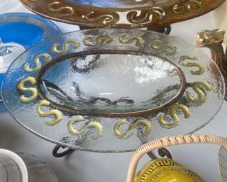 Glass Oval Dishes with Stands