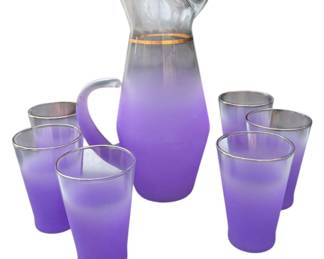 Vintage Frosted Glass Decanter Set