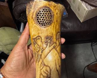 Chiniese carved horn brush holder