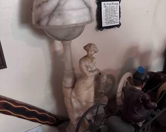 Alabaster and marble gas lamp