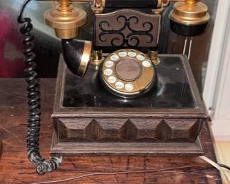 Vintage 70s wood and metal phone