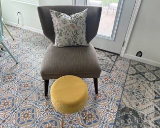 Accent Chair With Footstool/ottoman & Pillow