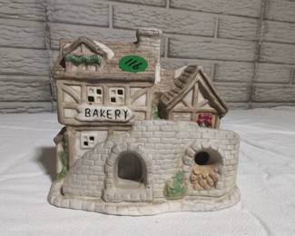 Cobblestone Corners Ceramic Bakery Lighted Christmas Village Building