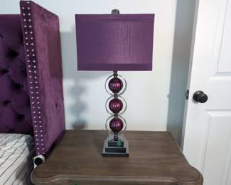 Table Lamp With Purple Fabric Shade