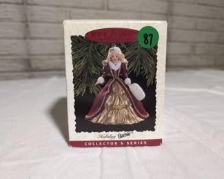 (1 Of 2) Hallmark 1996 Holiday Barbie Ornament Victorian Gold Dress 4th In Series