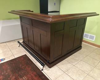 Home Bar - Corner Design, 2 Piece, L Shape Wood Bar