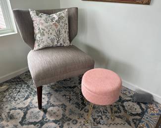 Accent Chair With Footstool/ottoman & Pillow