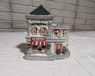 Cobblestone Corners Lighted Ceramic Toy Shop Christmas Village Building