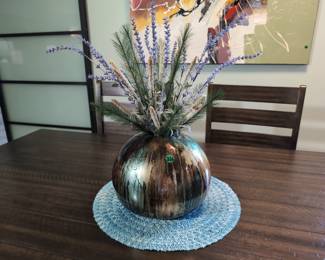 Round Vase With Artificial Florals