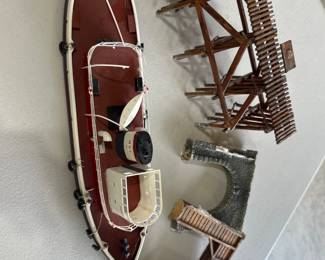 Toy Train Accessories- Ship, Bridge