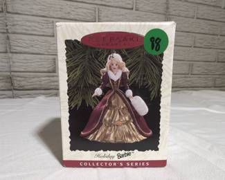 (2 Of 2) Hallmark 1996 Holiday Barbie Ornament Victorian Gold Dress 4th In Series