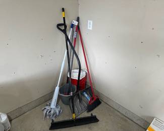 Miscellaneous Lot-mops, Brooms, Shovel