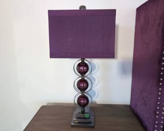 Table Lamp With Purple Fabric Shade