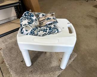 Shower Stool, Shower Curtain & Hooks