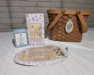Precious Moments Gift Basket Set W/ Figurine, Candleholder & Insert