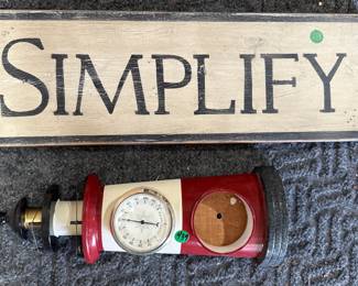 Wooden "simplify" Sign & Lighthouse Wall Thermometer