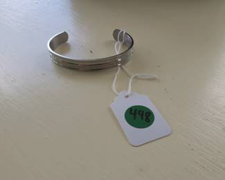 Polished Stainless Steel Open Cuff Bracelet With Triple-groove Design