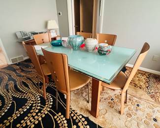 $1500 glass diningroom table with 6 chairs